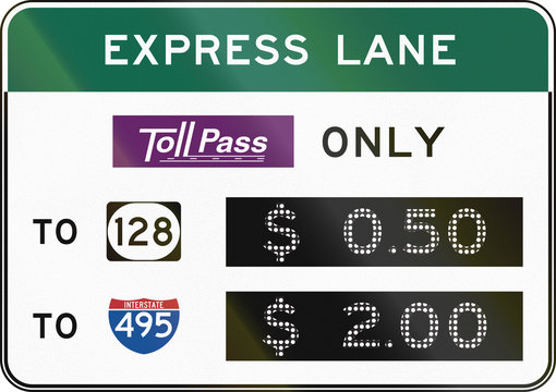 United States express lane, Tollpass only, with gives prices