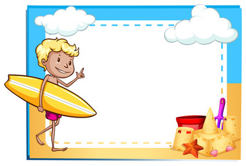 Sticker - Frame showing a boy at the beach