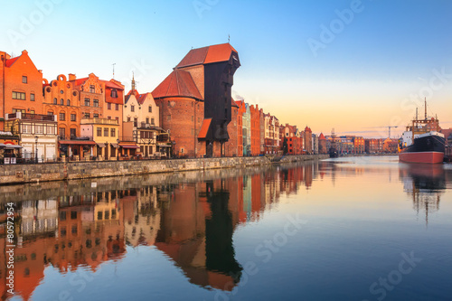 Obraz w ramie Polish old town Gdansk with medieval crane