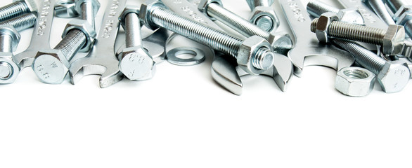 Metalwork. Metal fixture, spanner on a white background.