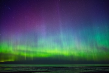beautiful aurora borealis over sea