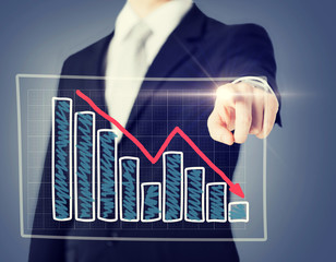 businessman hand with chart on virtual screen