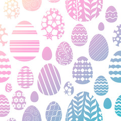 Wall Mural - Seamless easter eggs pattern - pink and green gradient color.