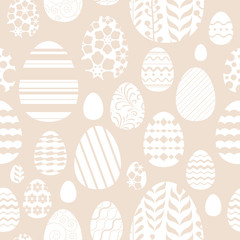 Wall Mural - Seamless easter eggs pattern in beige color.