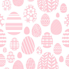 Wall Mural - Seamless easter eggs pattern in pink color.