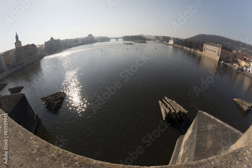 Fotografie, Obraz View of the Vltava River from Charles Bridge