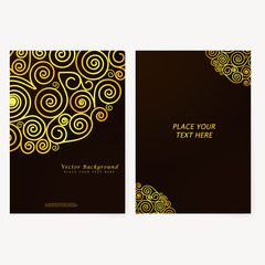 Poster - Vintage vector abstract flyer with golden curls