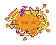 Thank you floral frame. Doodle vector.