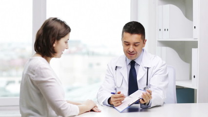 Sticker - smiling doctor and young woman meeting at hospital