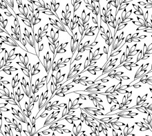 Seamless Pattern From Branches On A White Background