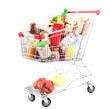 © Africa Studio - Shopping cart full with various groceries isolated on white