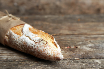 Canvas Print - Fresh bread on old wooden table