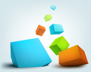 Poster - Vector illustration of 3d cubes