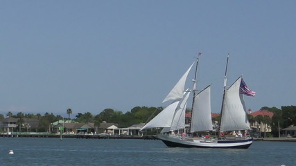 Sticker - Old sailing ship near Saint Augustine, Florida side view