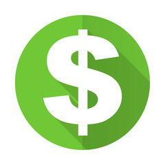 Fototapete - dollar green flat icon us dollar sign