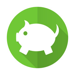 Poster - piggy bank green flat icon