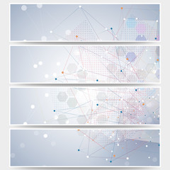 Poster - Web banners set, molecular design header layout templates