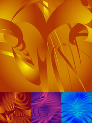 Poster - Abstract backgrounds with chaotic shapes in copper, bronze, purp