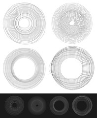 Poster - Cyclic random circles, abstract elements in black and white