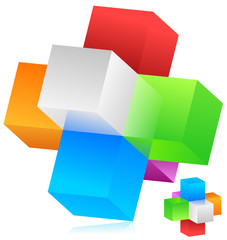 Fototapete - Cubes vector. Blocks forming a geometrical structure. Colorful,