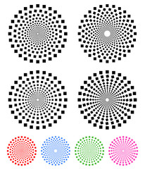 Aufkleber - Concentric compositions of squares. Colored and uncolored versio
