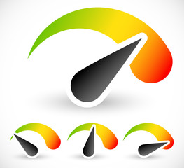 Poster - Speedometers or general indicators with needles. set at 4 stages