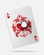 Ace of hearts  with a bullet hole, isolated on white.