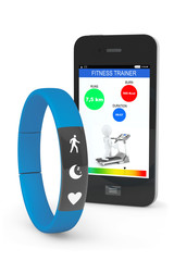 Poster - Blue Fitness Tracker with Mobile Phone