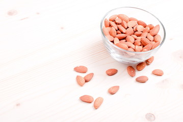 Wall Mural - Almonds on the table top view