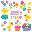 cute spring and easter design elements