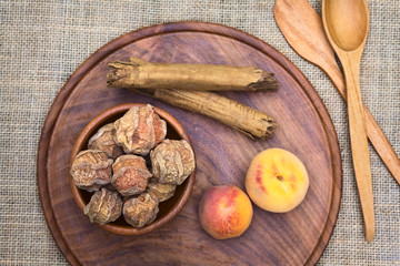 Canvas Print - Dried peeled peach called quisa used to make a drink in Bolivia