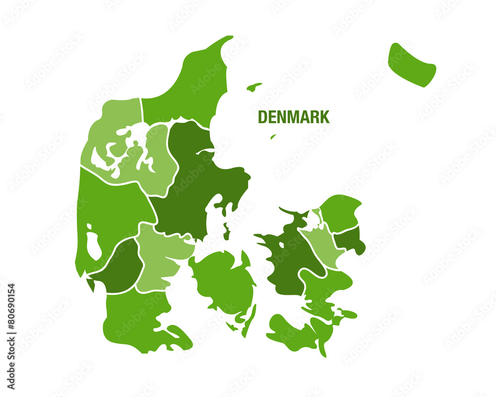 Denmark map with regions Stock Vector | Adobe Stock