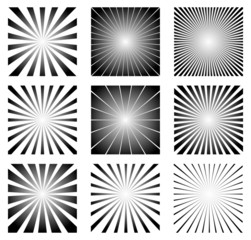 Aufkleber - radial elements set. starburst or sunburst backgrounds, rays tem