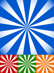 Aufkleber - set of colorful sunburst, starburst backgrounds with radiating r