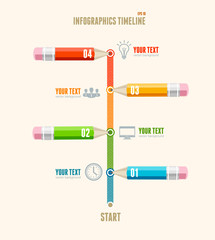 Vector business timeline infographics with pencils