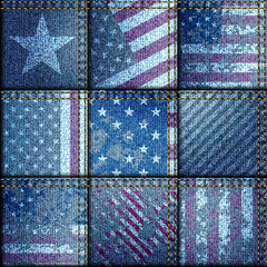 Poster - Grunge patchwork with USA flags.