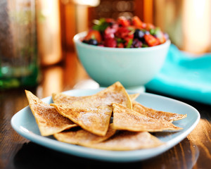 cinnamon sweet tortilla chips with berry salsa