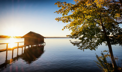 Canvas Print - old wooden boathouse