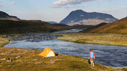Wall Mural - camp in the evening sun