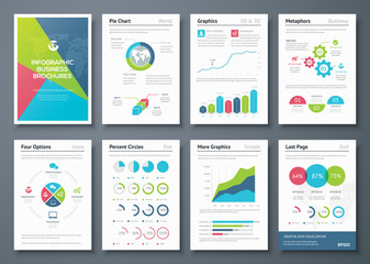 Aufkleber - Infographic brochures and business graphic elements