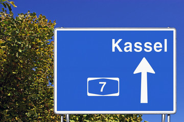 Schild A7 Richtung Kassel