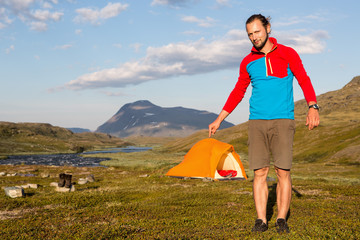 Wall Mural - hiker and little tent