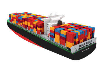 Wall Mural - 3d cargo container ship on white background