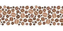 Horizontal Seamless Background With Coffee Beans. Vector.