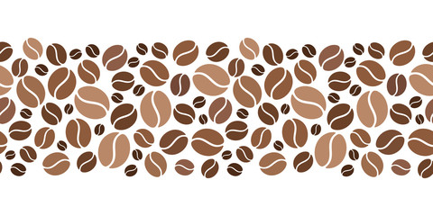 Horizontal seamless background with coffee beans. Vector.