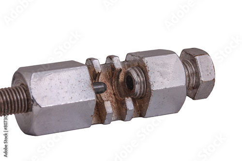 Fotografie, Obraz The bicycle chain disassemble object on white background