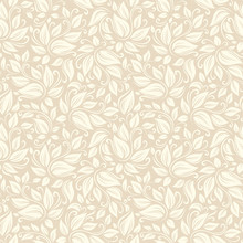 Seamless Beige Floral Pattern. Vector Illustration.
