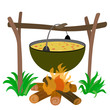 Kettle of Soup in Campfire