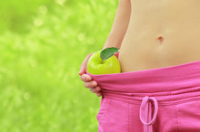 Woman's Fit Belly With Measuring Tape,apple And Oversized Jeans
