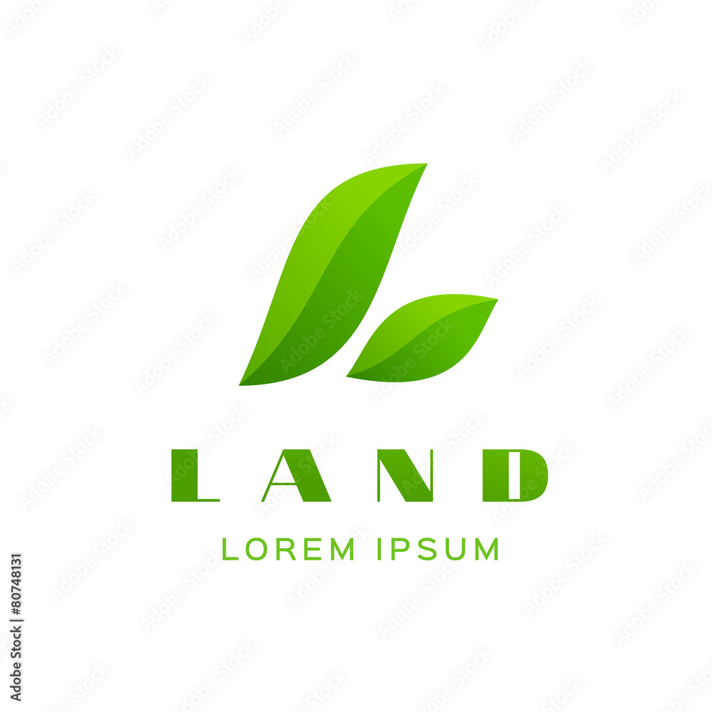 Letter L eco leaves logo icon design template elements Stock Vector ...